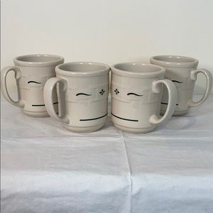 SET OF 4 LONGABERGER POTTERY WOVEN MUGS